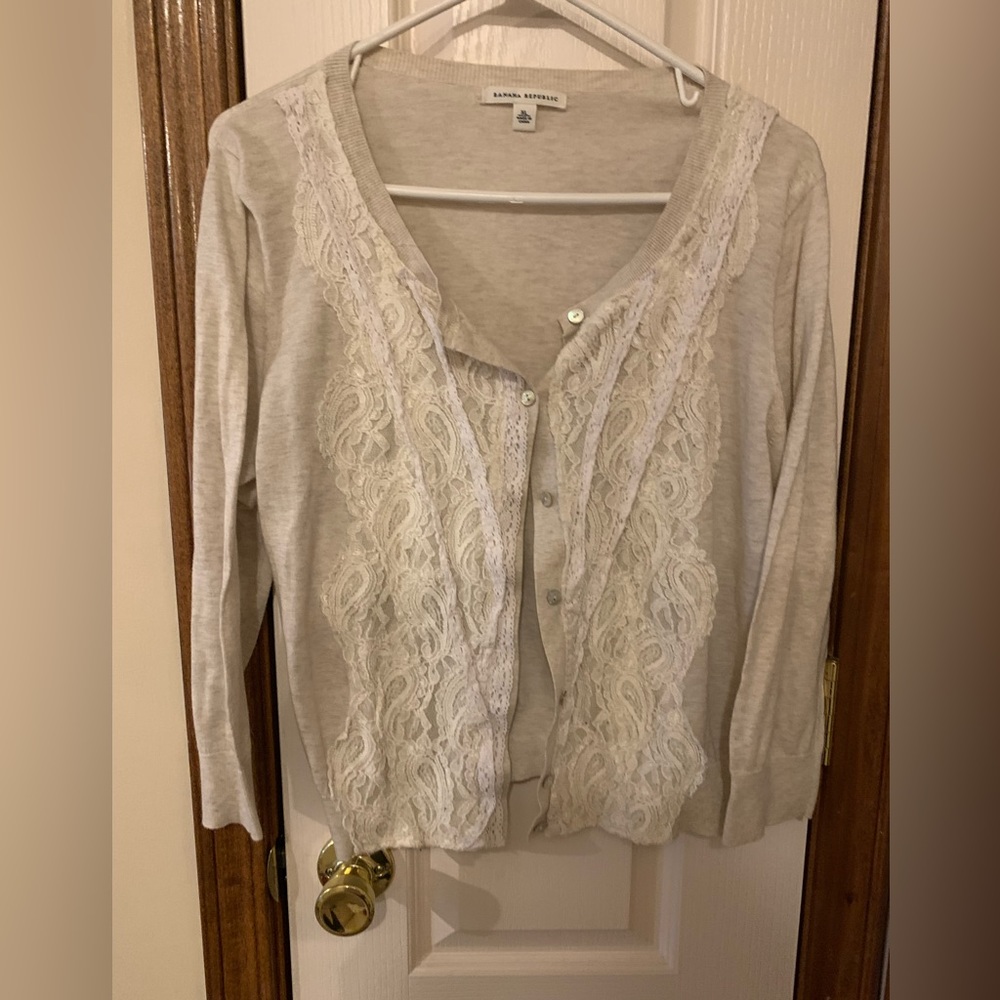 Banana Republic cardigan with lace, beige, xl